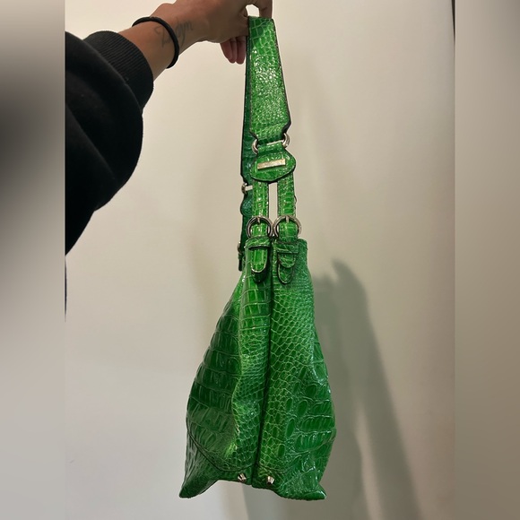 Vintage Jessica Simpson Green Crocodile-Embossed Women's Bag - Picture 2 of 6